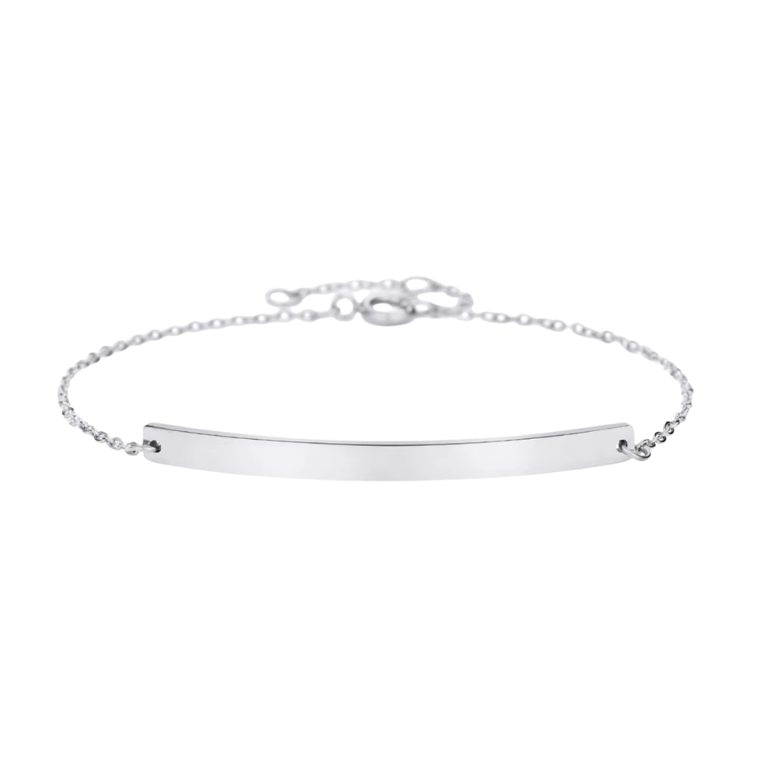 Personalised Custom Laser Engraved Bar Bracelet with Birth Stone Crystal