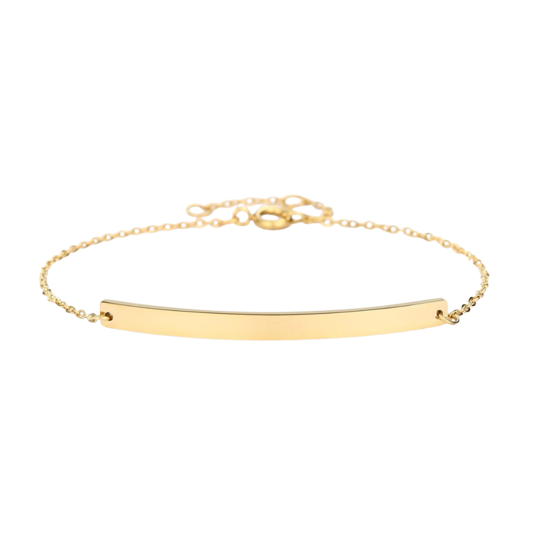 Personalised Custom Laser Engraved Bar Bracelet with Birth Stone Crystal