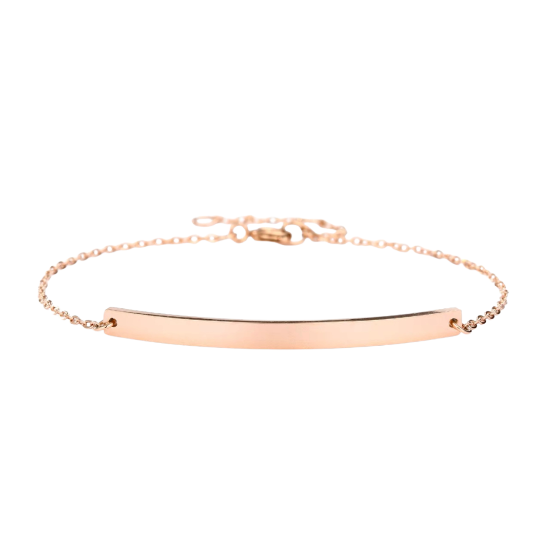 Personalised Custom Laser Engraved Bar Bracelet with Birth Stone Crystal