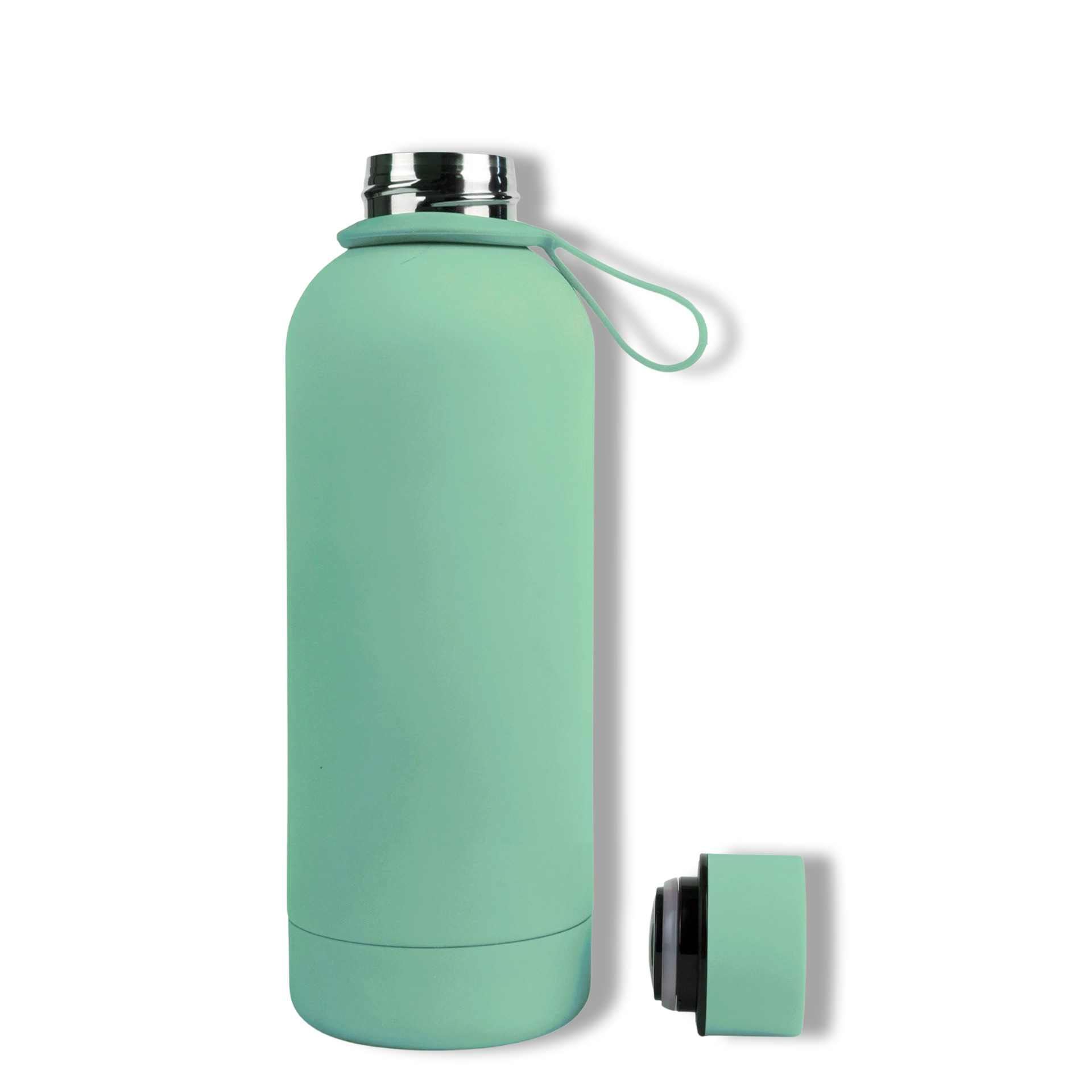 350ml Seafoam Mint Green Colour Stainless Steel Water Bottle Tumbler Double Walled Vacuum with Matte Satin Finish comes with complimentary matching strap for easy on-the-go use. Able to personalise with name, monogram, image, logo or outline drawing.