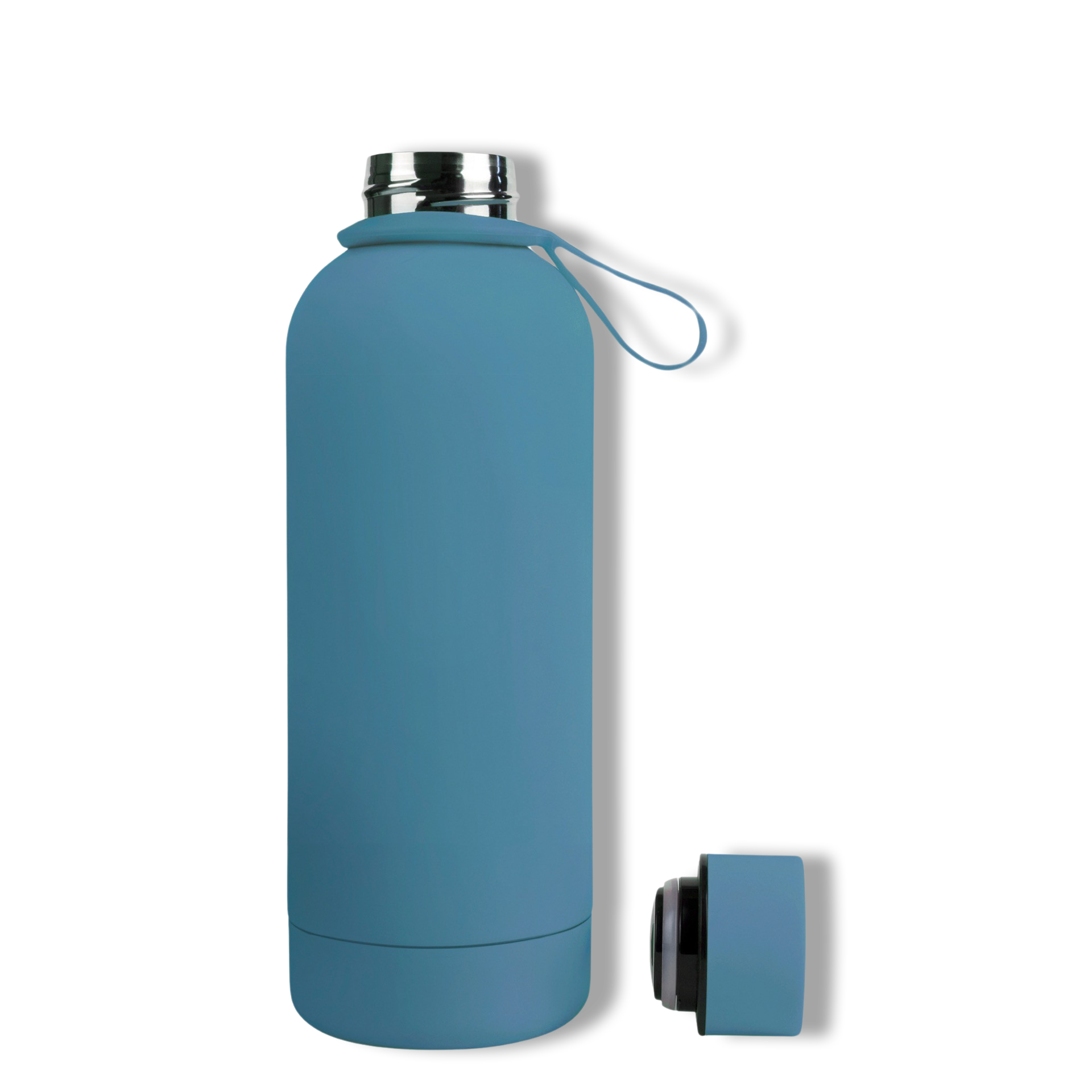 350ml Cerulean Turquoise Blue Colour Stainless Steel Water Bottle Tumbler Double Walled Vacuum with Matte Satin Finish comes with complimentary matching strap for easy on-the-go use. Able to personalise with name, monogram, image, logo or outline drawing.