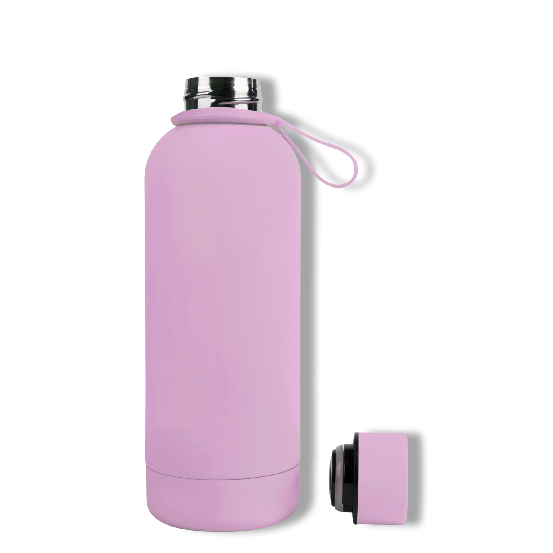 350ml Periwinkle Lavender Purple Colour Stainless Steel Water Bottle Tumbler Double Walled Vacuum with Matte Satin Finish comes with complimentary matching strap for easy on-the-go use. Able to personalise with name, monogram, image, logo or outline drawing.