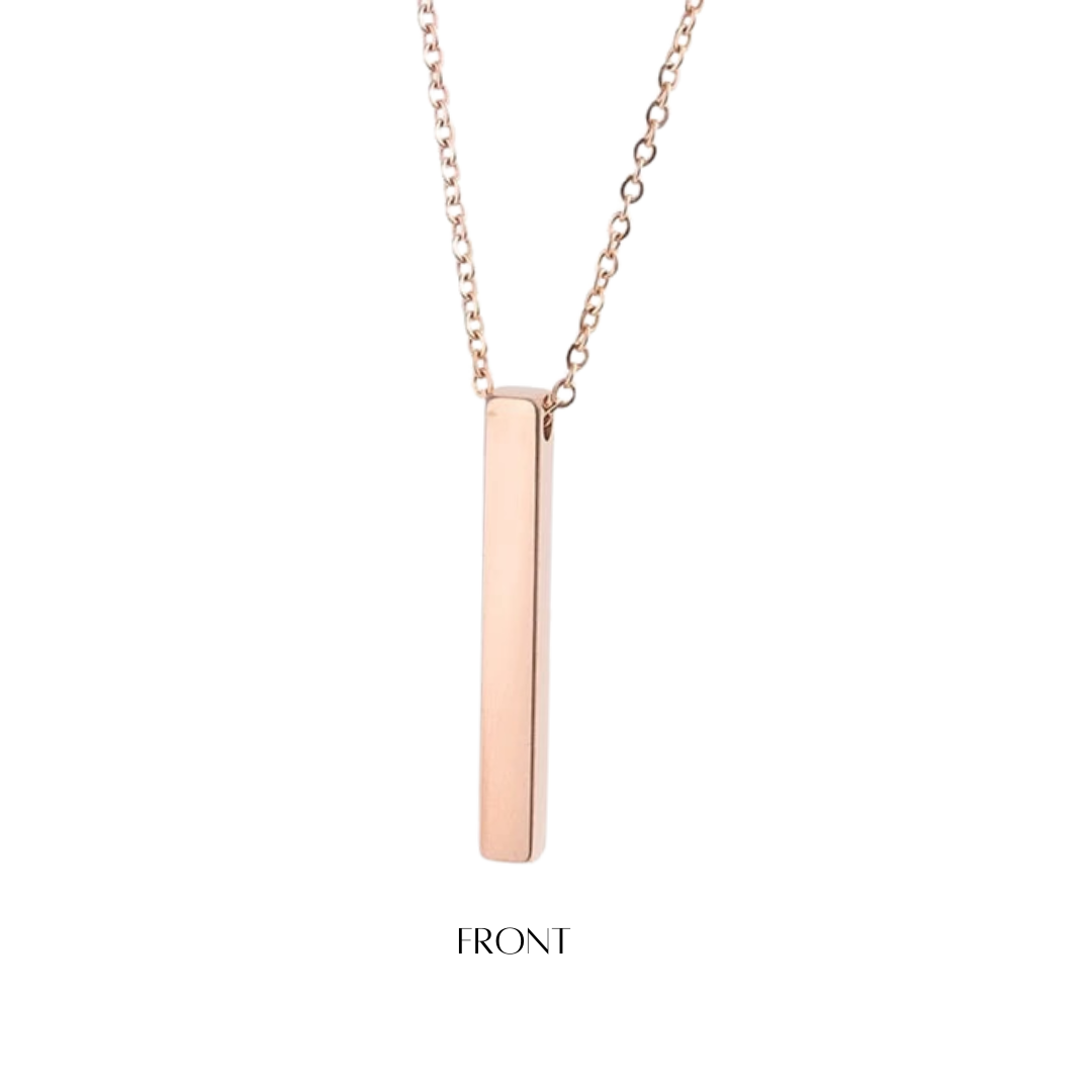 Personalised Custom Laser Engraved Bar Necklace