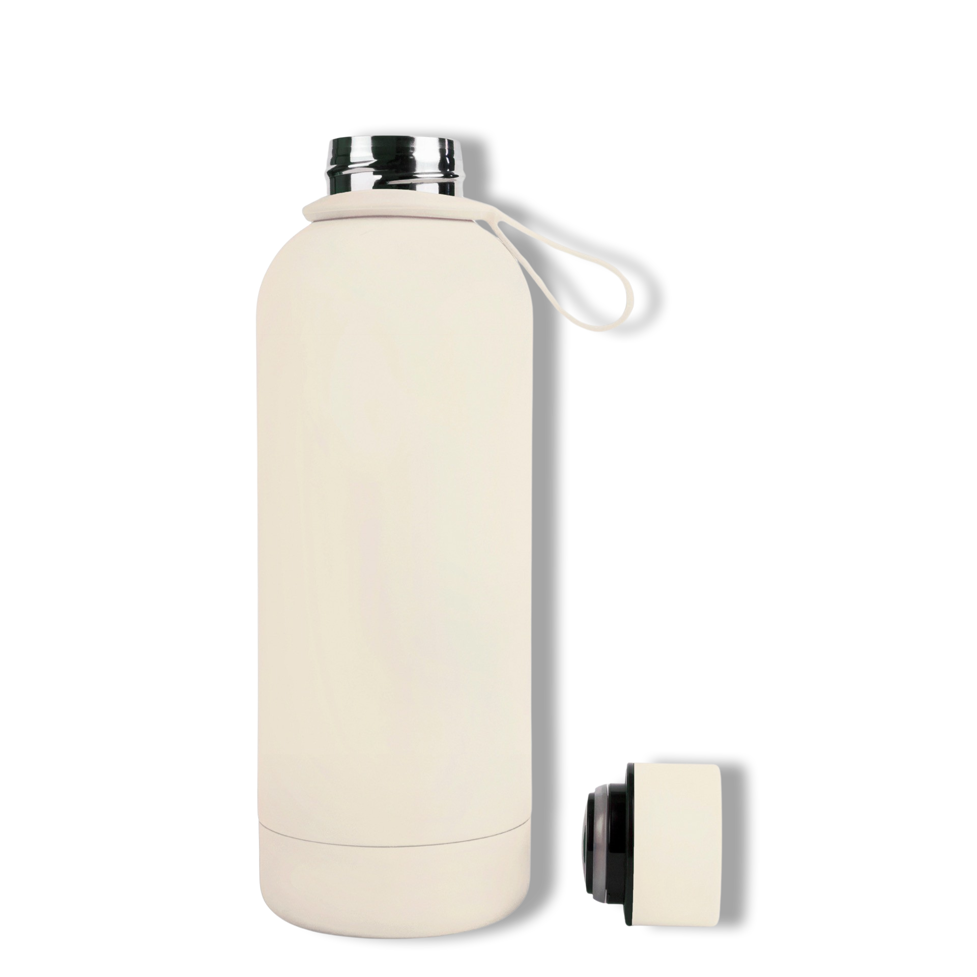 350ml Ivory White Cream Colour Stainless Steel Water Bottle Tumbler Double Walled Vacuum with Matte Satin Finish comes with complimentary matching strap for easy on-the-go use. Able to personalise with name, monogram, image, logo or outline drawing.