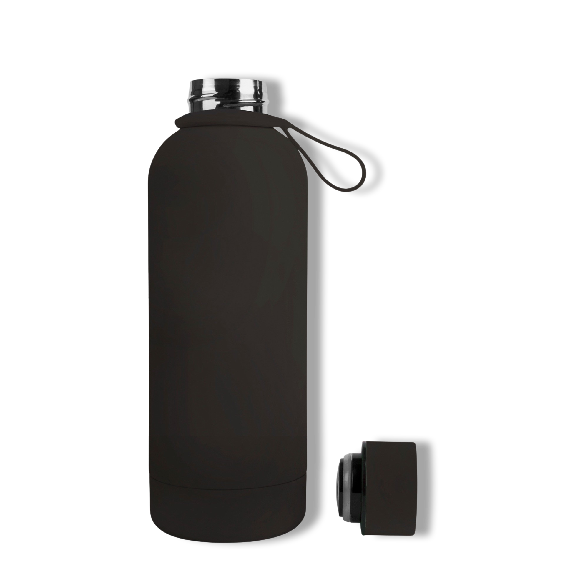 350ml Charcoal Onyx Black Colour Stainless Steel Water Bottle Tumbler Double Walled Vacuum with Matte Satin Finish comes with complimentary matching strap for easy on-the-go use. Able to personalise with name, monogram, image, logo or outline drawing.