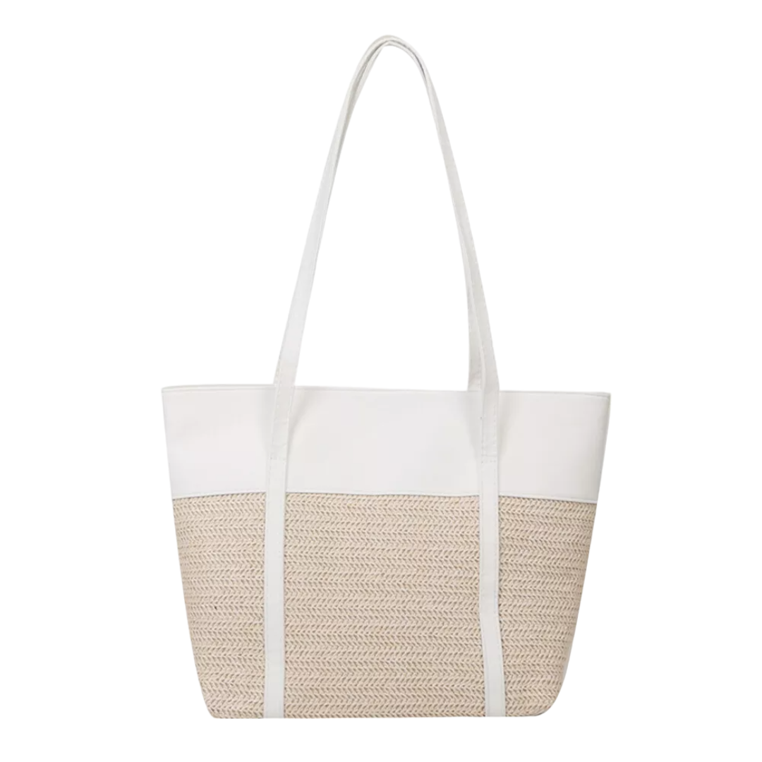Personalised Custom Leather Straw Weave Tote Bag