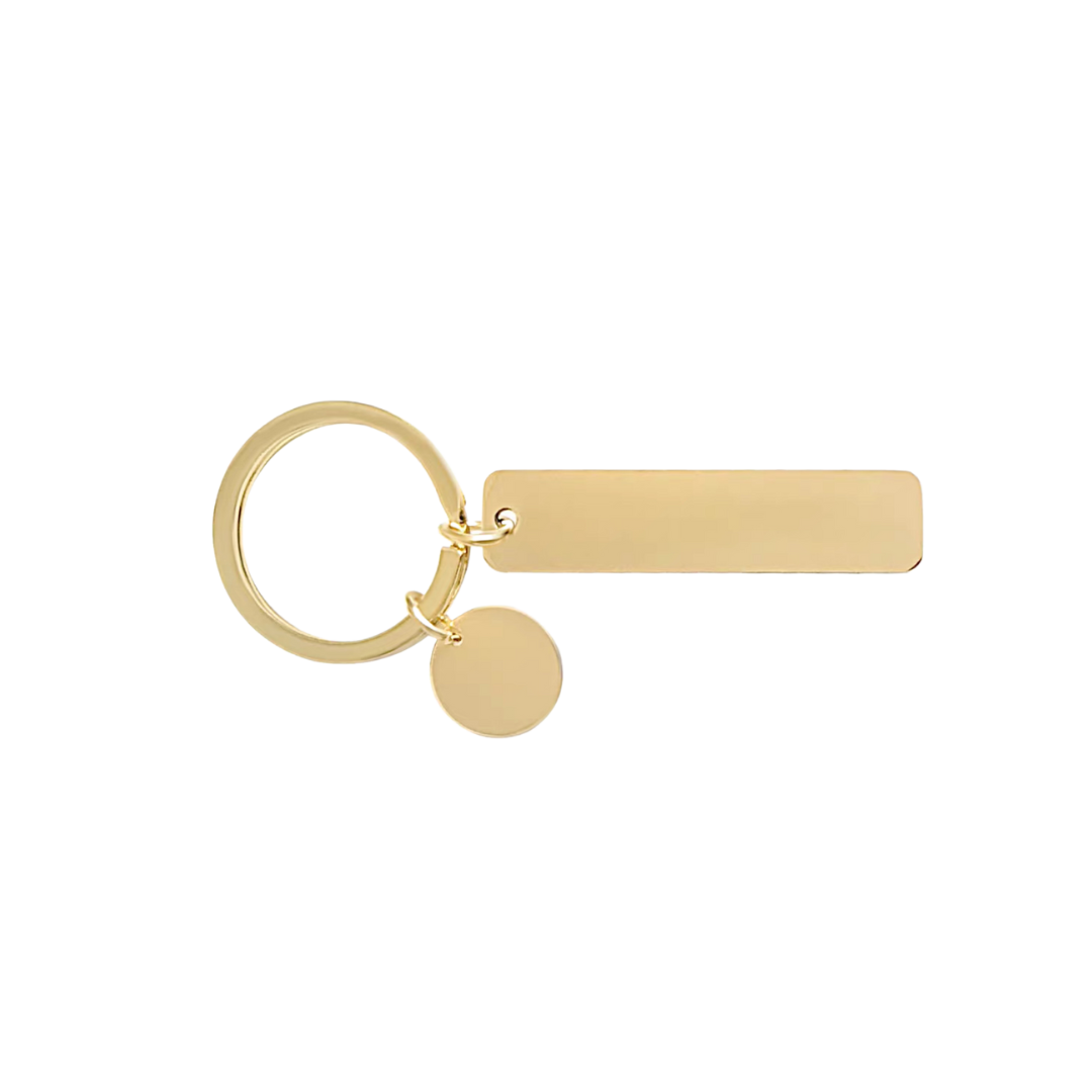 Personalised Custom Laser Engraved Flat Bar Stainless Steel Keychain with Charm