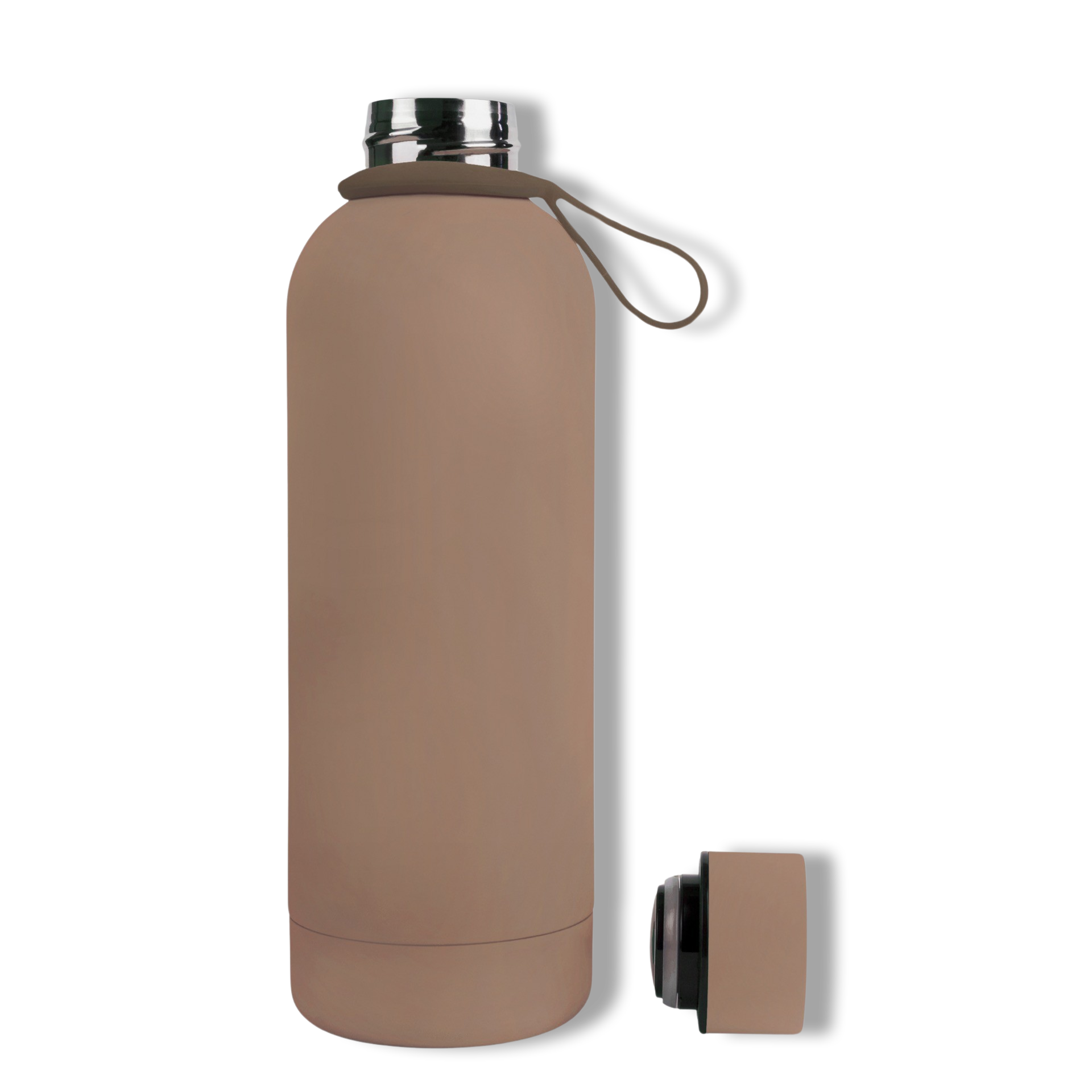 500ml Coffee Latte Brown Colour Stainless Steel Insulated Water Bottle Tumbler Double Walled Vacuum with Matte Satin Finish comes with complimentary matching strap for easy on-the-go use. Personalise with name, monogram, image, logo or outline drawing.