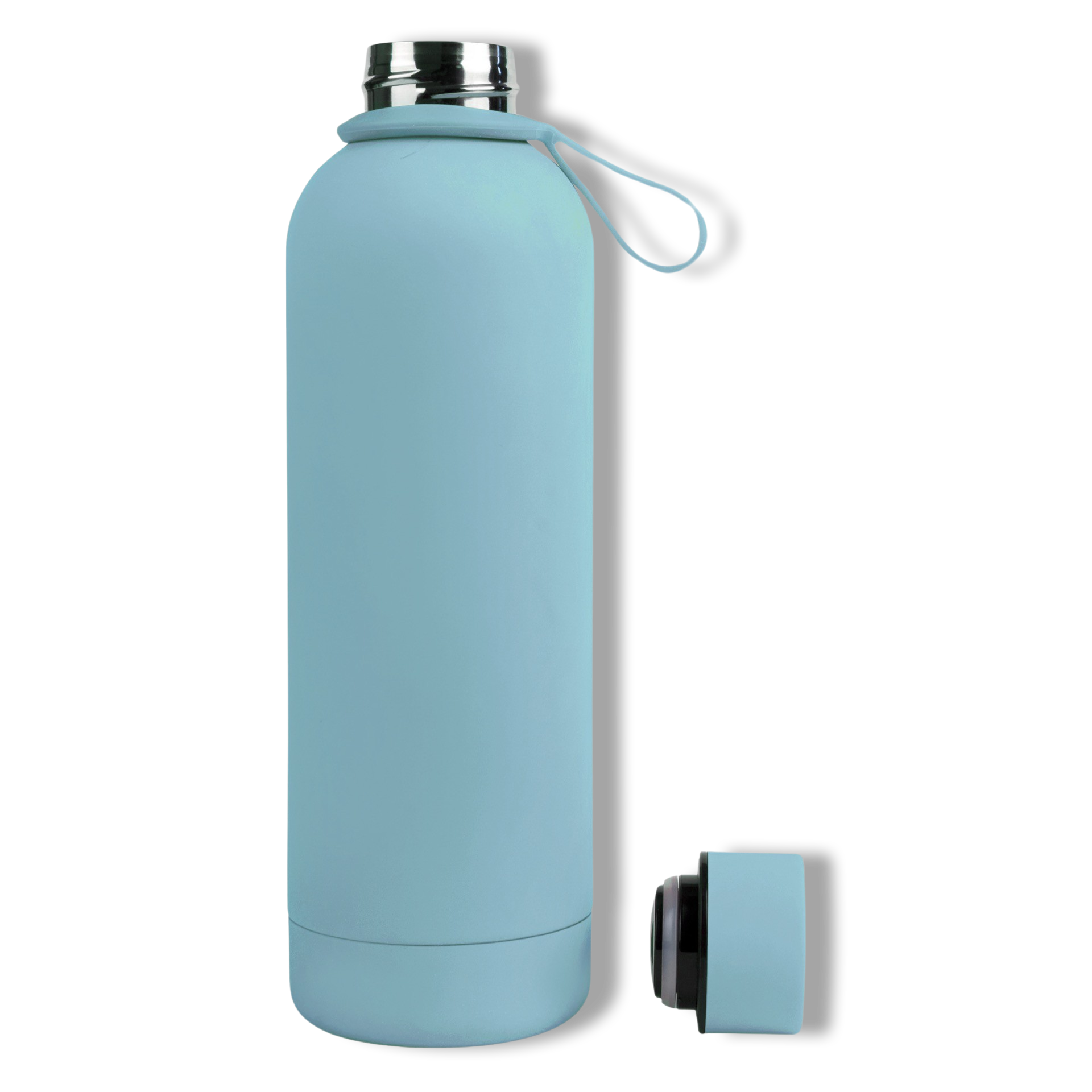 750ml Winter Sky Pastel Baby Blue Artic Colour Stainless Steel Insulated Water Bottle Tumbler Double Walled Vacuum with Matte Satin Finish comes with complimentary matching strap for easy on-the-go use. Personalise with name, monogram, image, logo or outline drawing.