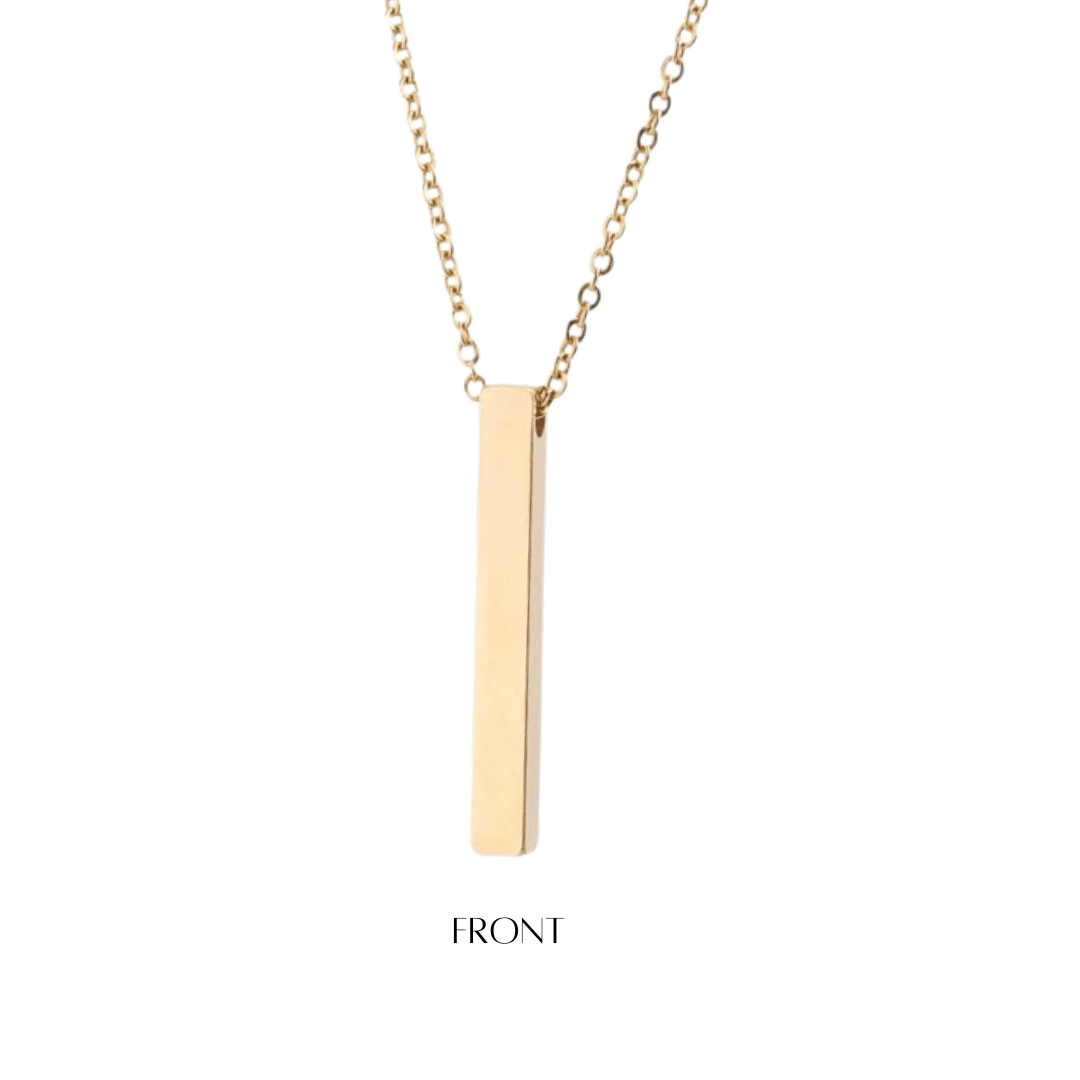 Personalised Custom Laser Engraved Bar Necklace