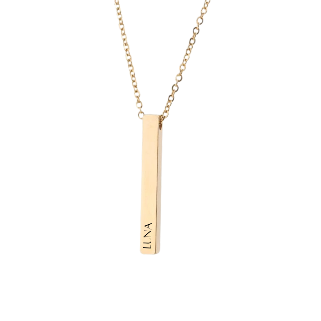 Personalised Custom Laser Engraved Bar Necklace