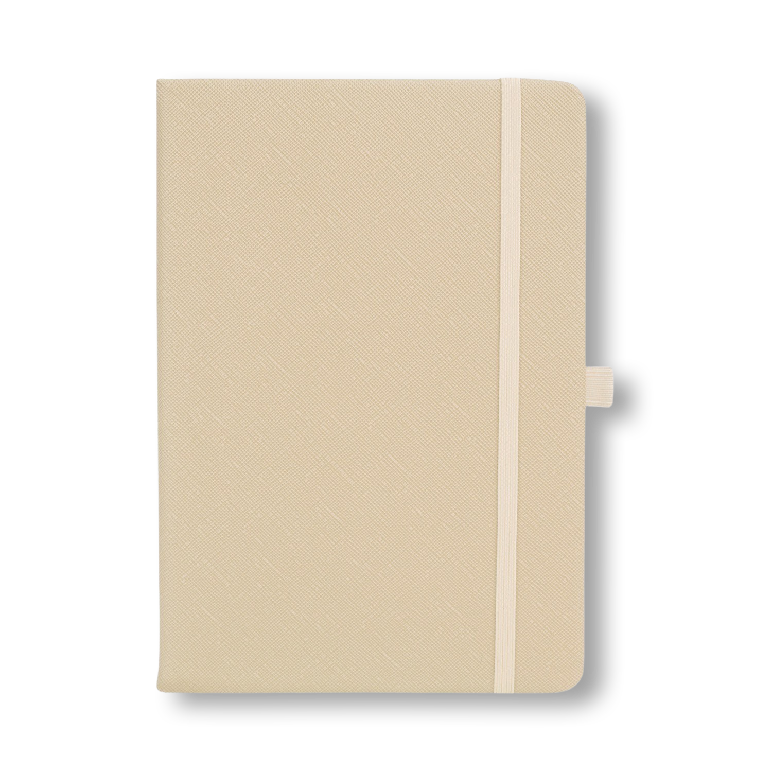 Beige Nude Sand Pebbled Saffiano Leather Notebook Personalised