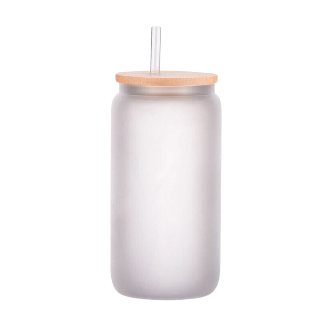 Personalised Birth Flower Libbey Glass Can Cup with Lid And Straw