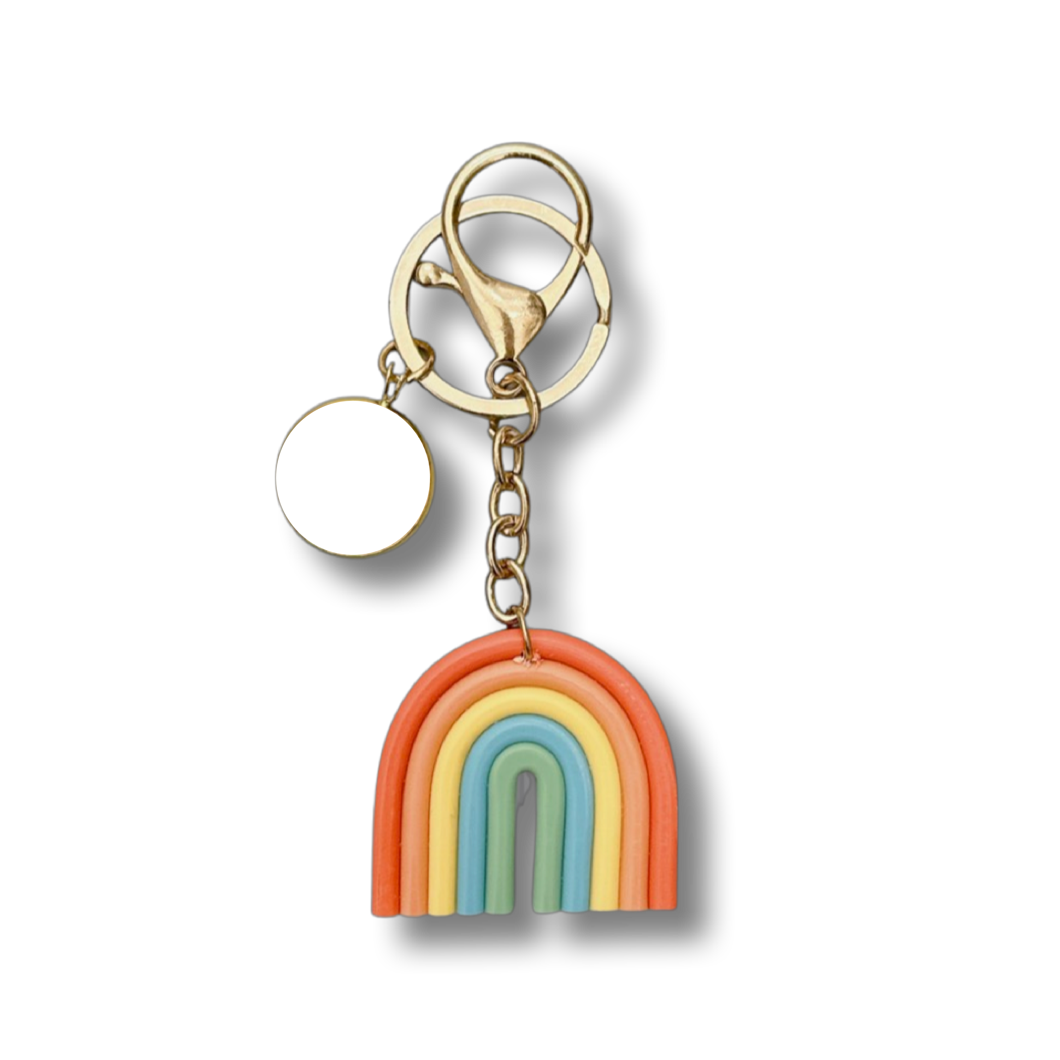 Classic Rainbow Silicone Keychain with Personalised Charm
