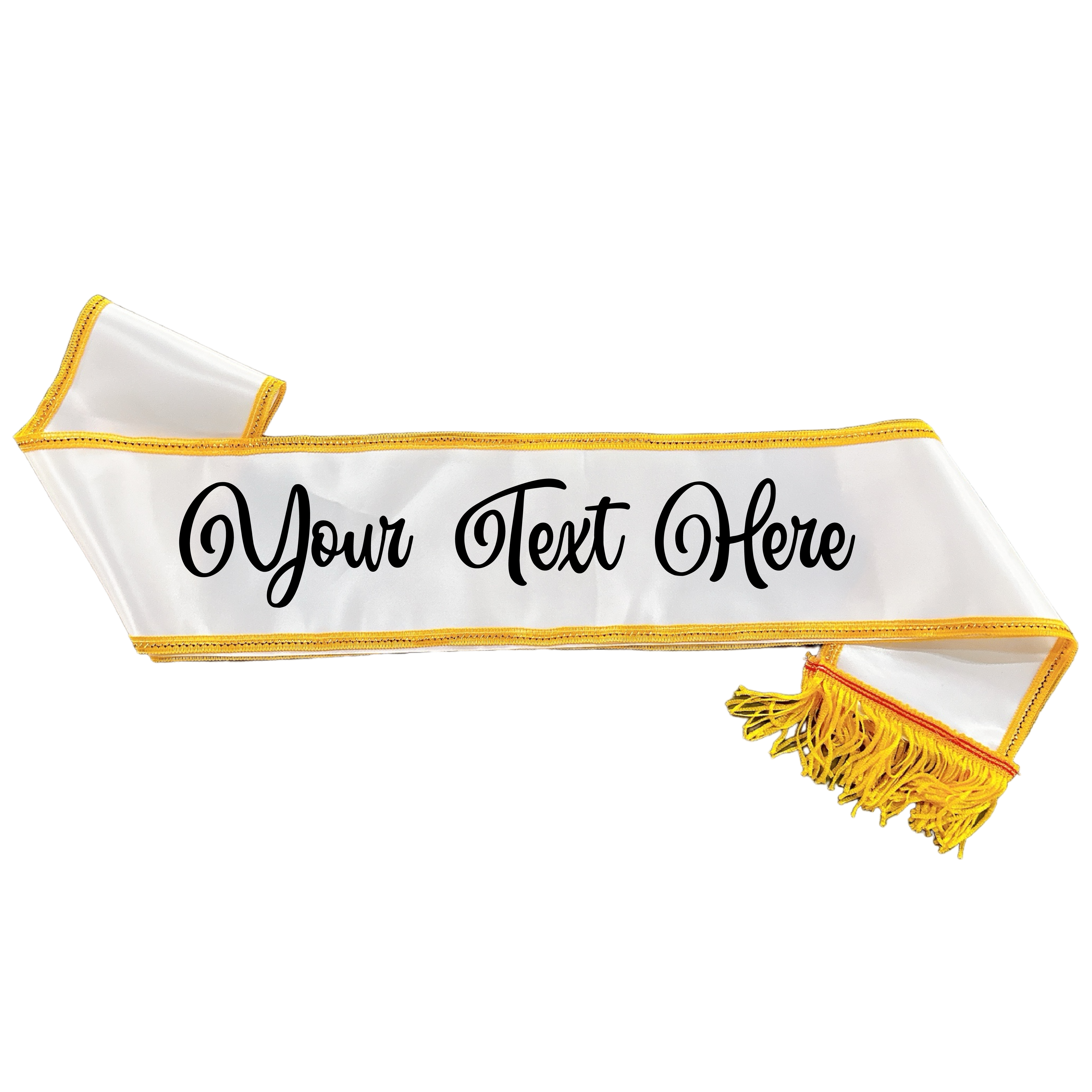Personalised Custom Party Sash Gold Trimming Series