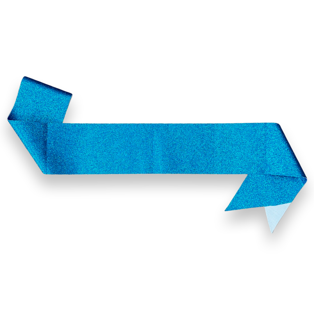 Glitter Aqua Blue Party Sash Personalised Custom Text Corporate D&D Bachelorette Birthday Pageant