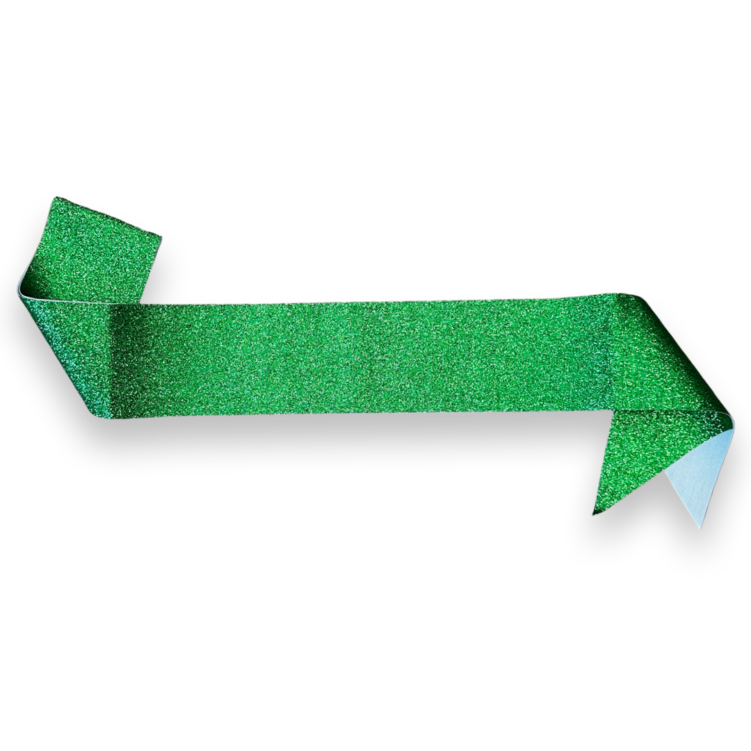 Glitter Green Party Sash Personalised Custom Text Corporate D&D Bachelorette Birthday Pageant