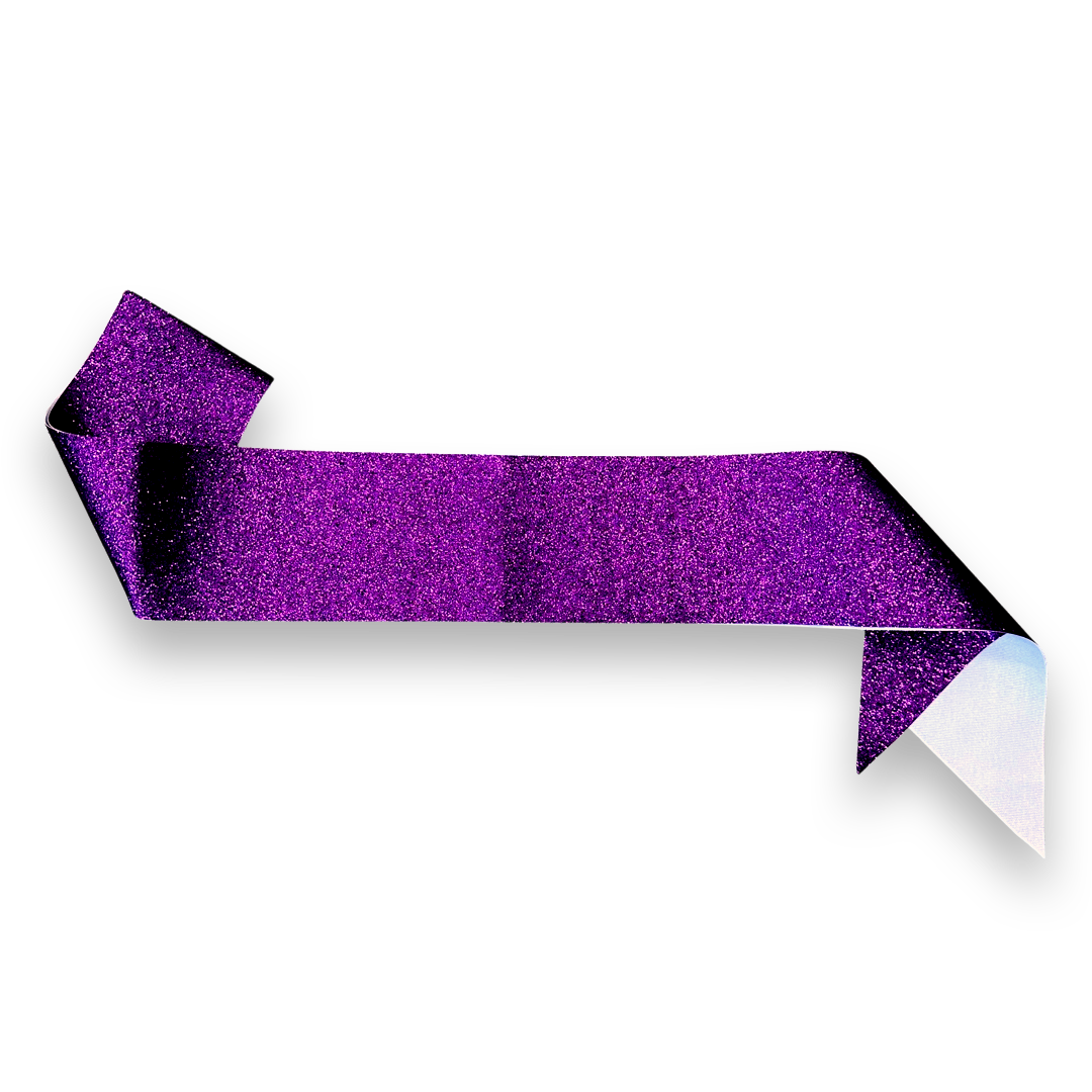 Glitter Purple Party Sash Personalised Custom Text Corporate D&D Bachelorette Birthday Pageant