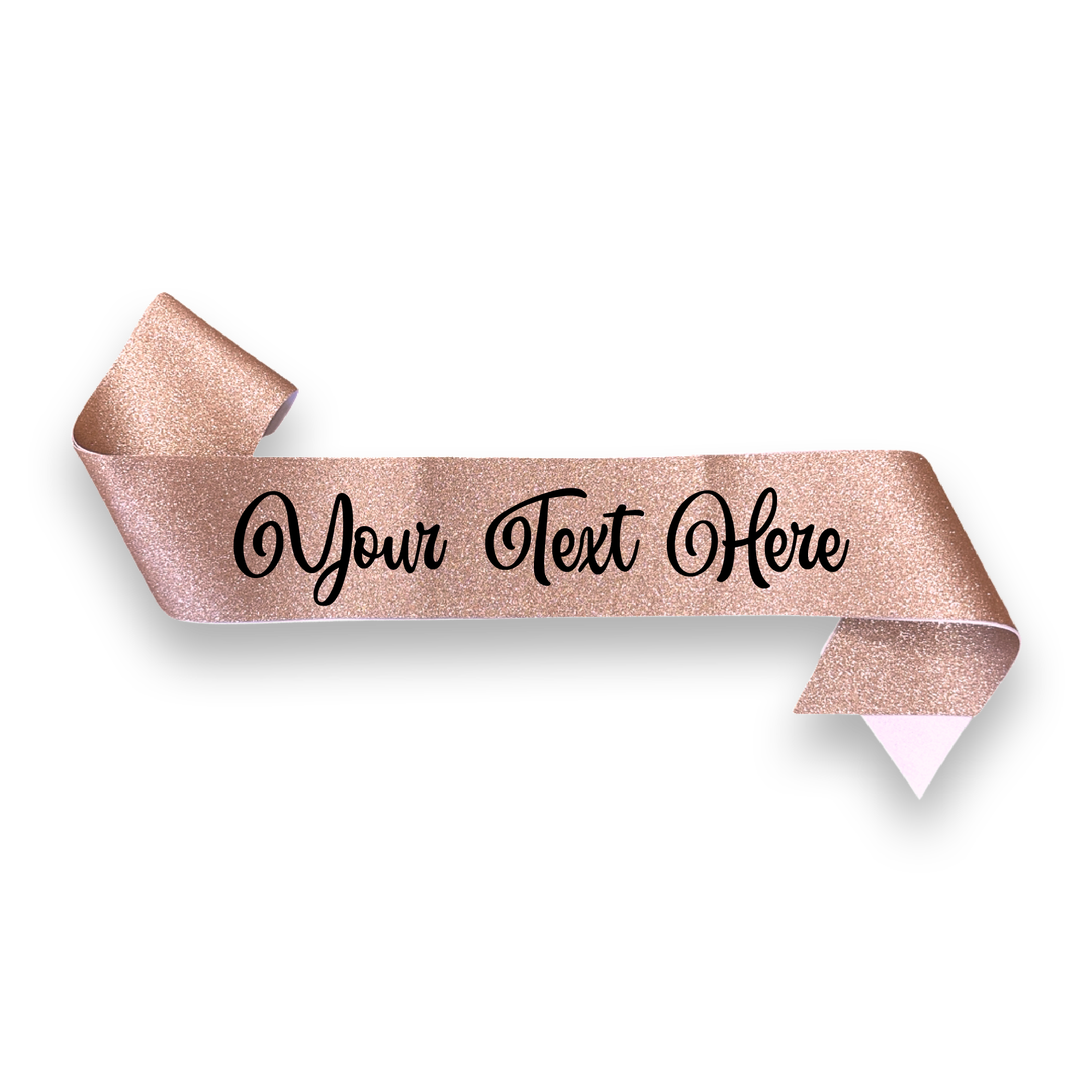 Glitter Rose Gold Party Sash Personalised Custom Text Corporate D&D Bachelorette Birthday