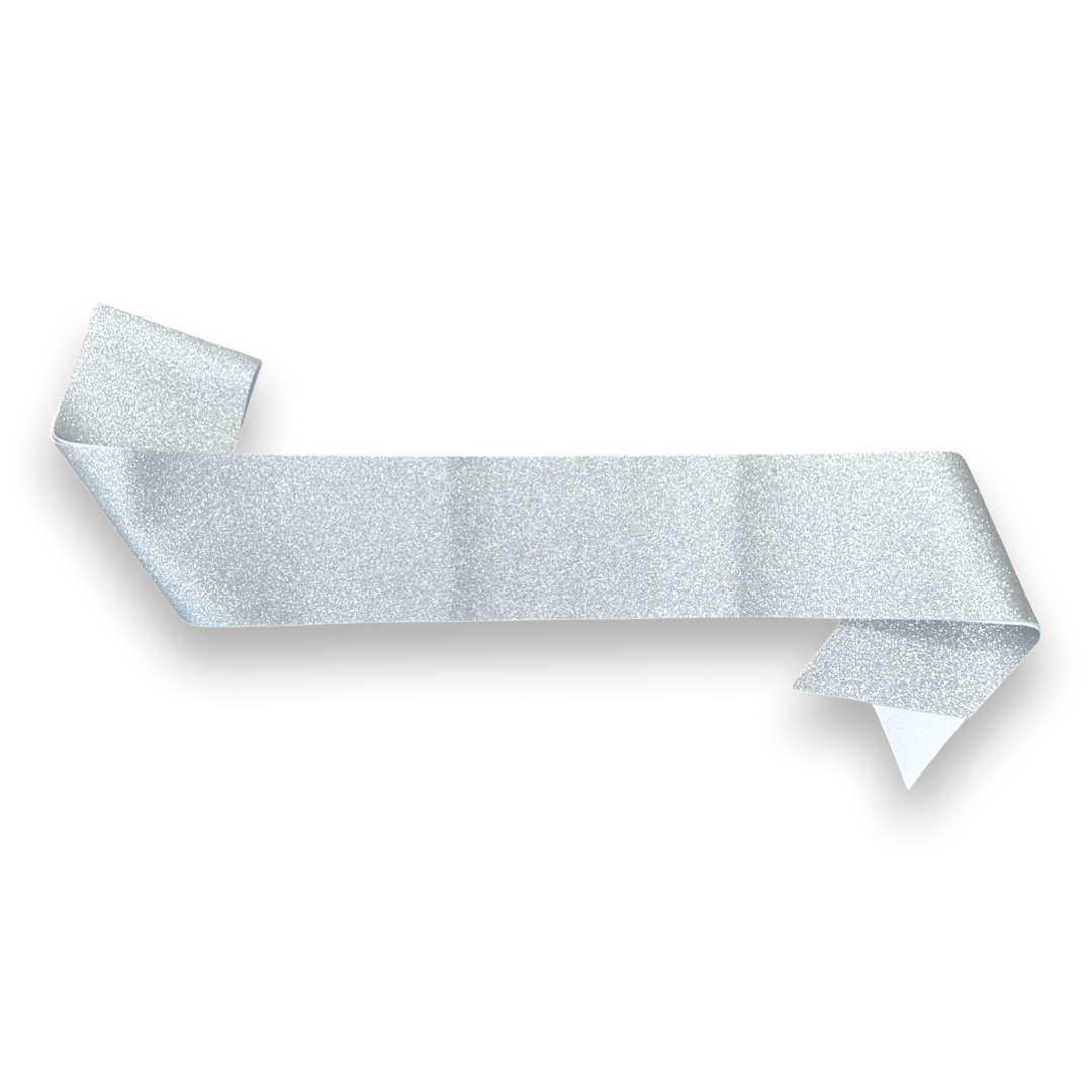 Glitter Silver Party Sash Personalised Custom Text Corporate D&D Bachelorette Birthday