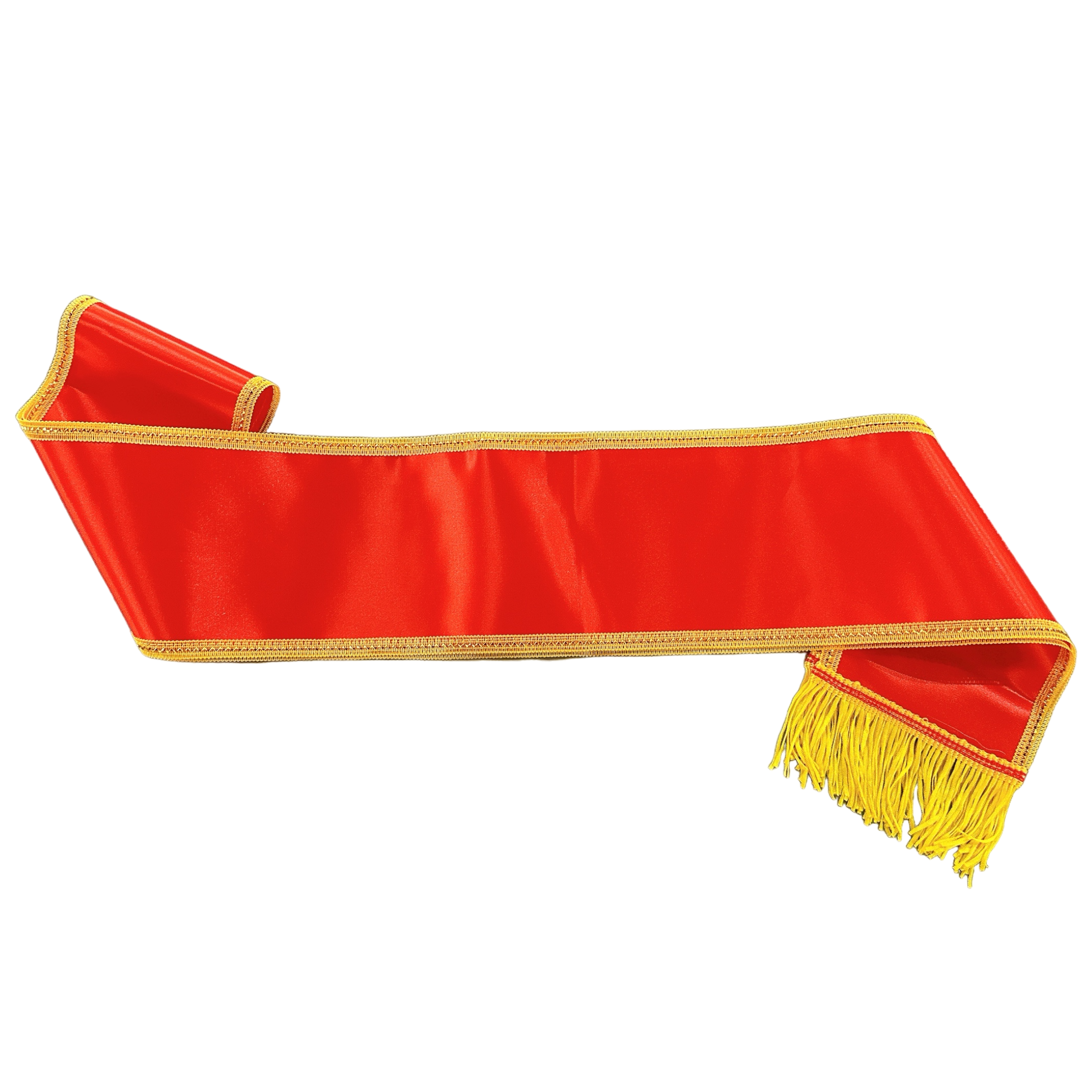 Gold Trimming Crimson Red Celebration Party Satin Sash Personalised Name Text Logo