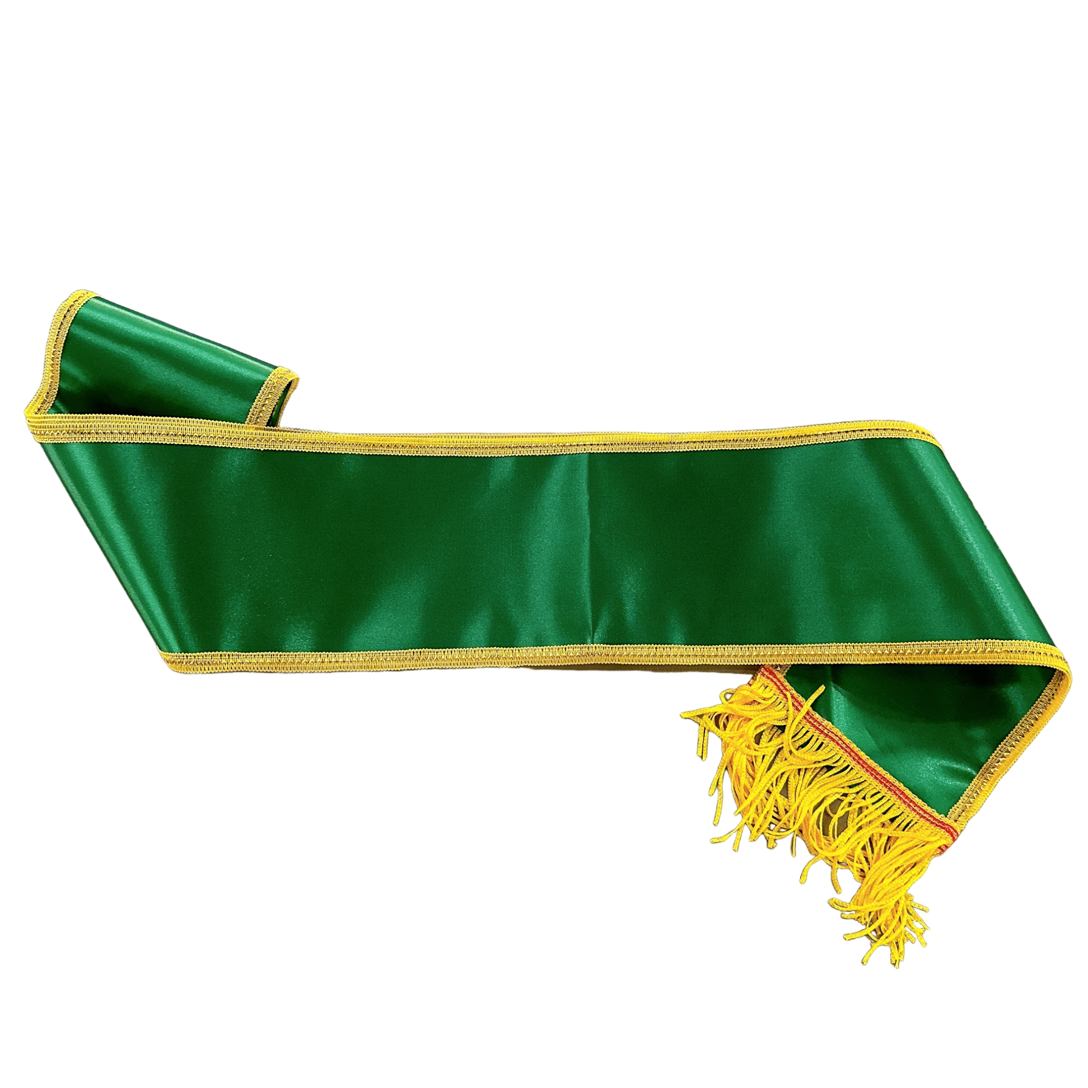 Gold Trimming Emerald Celebration Party Satin Sash Personalised Name Text Logo