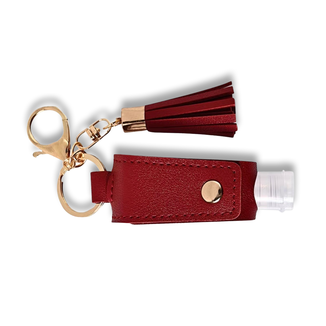 Maroon Wine Red Vegan Leather Hand Sanitiser Holder Keychain with Tassel Personalised Name Accessory