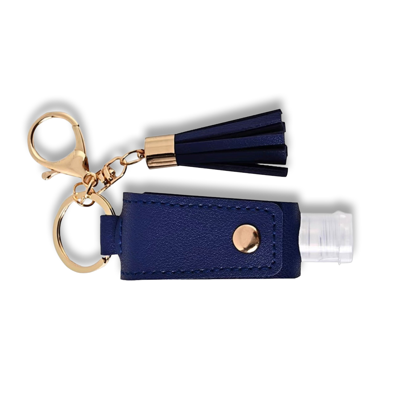 Navy Royal Blue Vegan Leather Hand Sanitiser Holder Keychain with Tassel Personalised Name Accessory