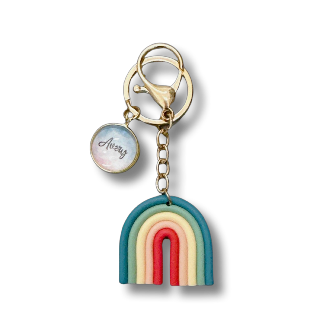 Ocean Breeze Rainbow Silicone Keychain with Personalised Charm