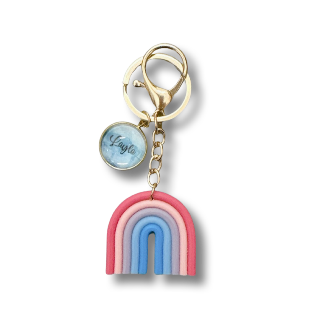 Sakura Love Rainbow Silicone Keychain with Personalised Charm
