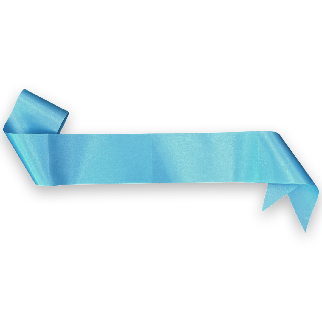 Satin Aqua Blue Party Sash Personalised Custom Text Corporate D&D Bachelorette Birthday Pageant