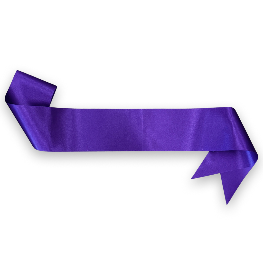 Satin Purple Party Sash Personalised Custom Text Corporate D&D Bachelorette Birthday Pageant