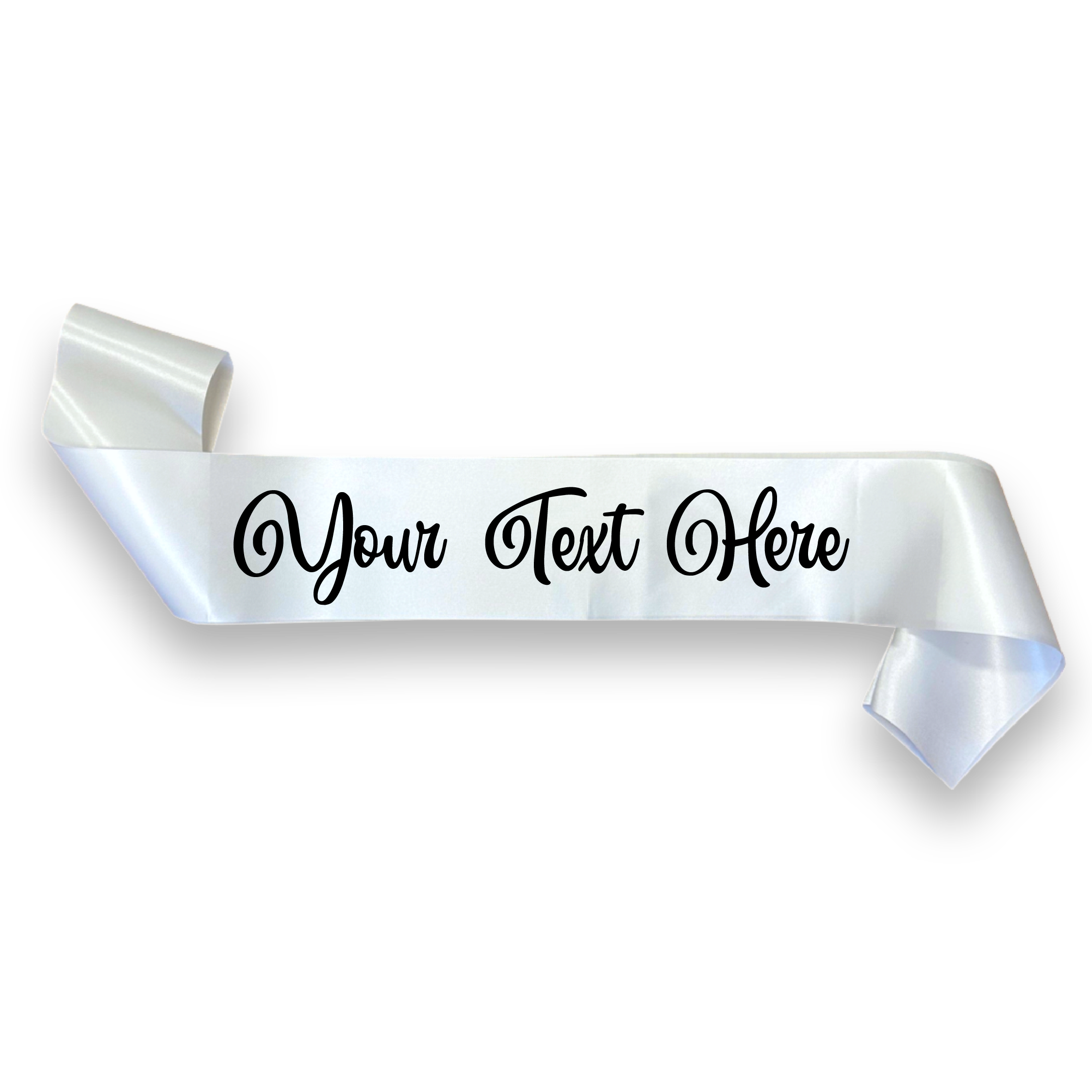 Satin White Party Sash Personalised Custom Text Corporate D&D Bachelorette Birthday Pageant