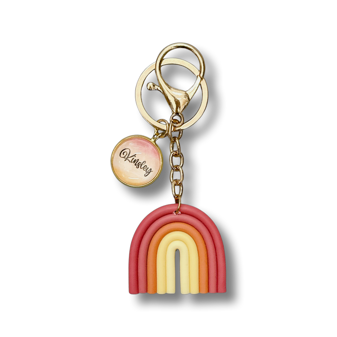 Sunrise Dream Rainbow Silicone Keychain with Personalised Charm
