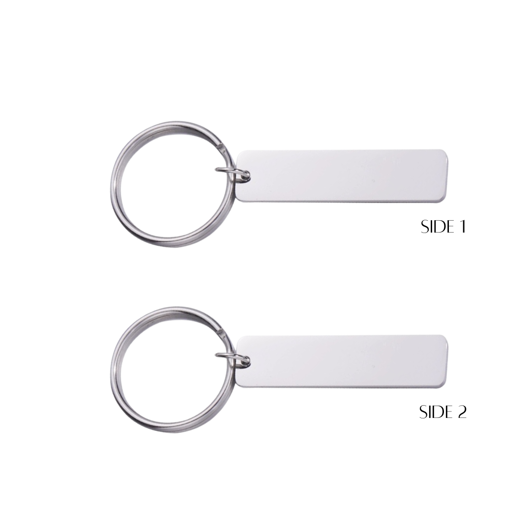 Personalised Custom Laser Engraved Flat Bar Stainless Steel Keychain