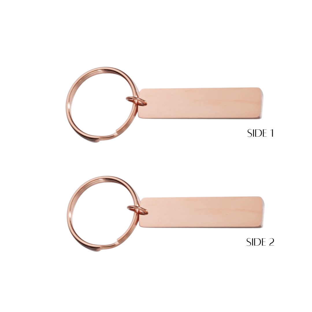 Personalised Custom Laser Engraved Flat Bar Stainless Steel Keychain