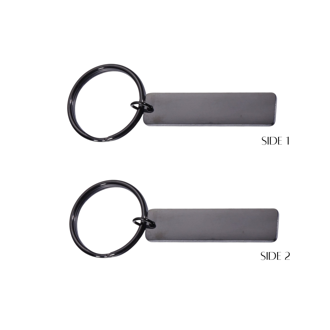 Personalised Custom Laser Engraved Flat Bar Stainless Steel Keychain
