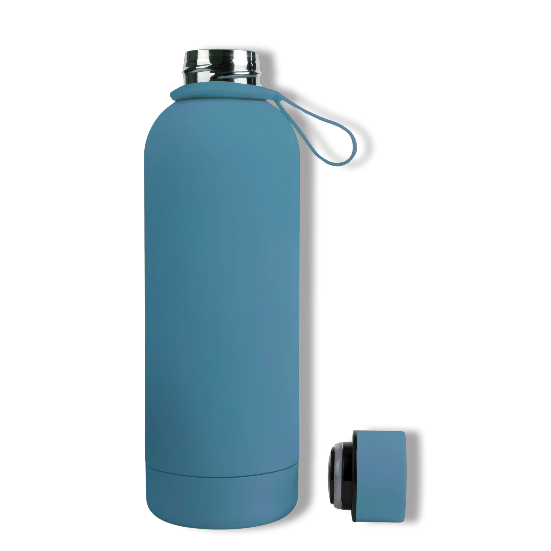 500ml Cerulean Turquoise Blue Colour Stainless Steel Insulated Water Bottle Tumbler Double Walled Vacuum with Matte Satin Finish comes with complimentary matching strap for easy on-the-go use. Personalise with name, monogram, image, logo or outline drawing.