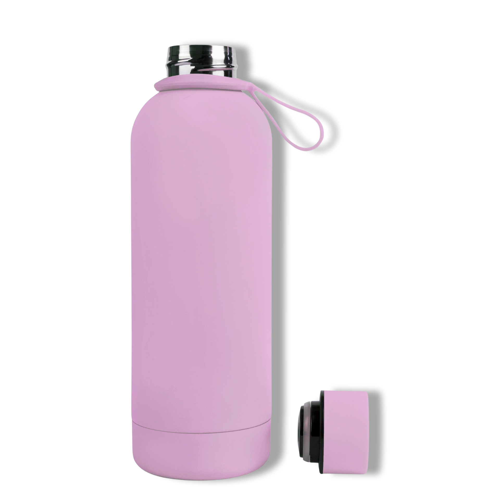 500ml Periwinkle Lavender Purple Colour Stainless Steel Insulated Water Bottle Tumbler Double Walled Vacuum with Matte Satin Finish comes with complimentary matching strap for easy on-the-go use. Personalise with name, monogram, image, logo or outline drawing.