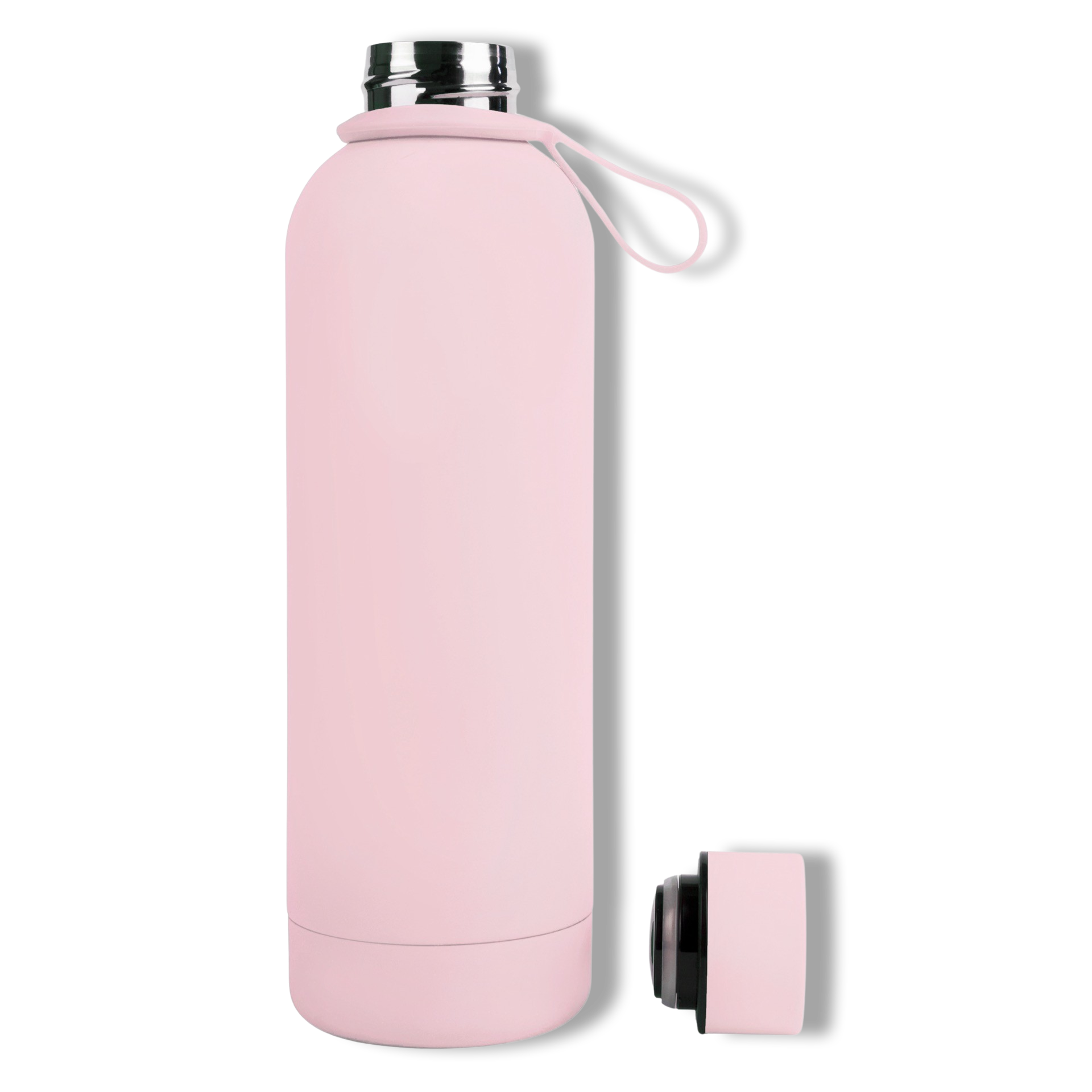 750ml Ballet Blush Baby Pink Colour Stainless Steel Insulated Water Bottle Tumbler Double Walled Vacuum with Matte Satin Finish comes with complimentary matching strap for easy on-the-go use. Personalise with name, monogram, image, logo or outline drawing.