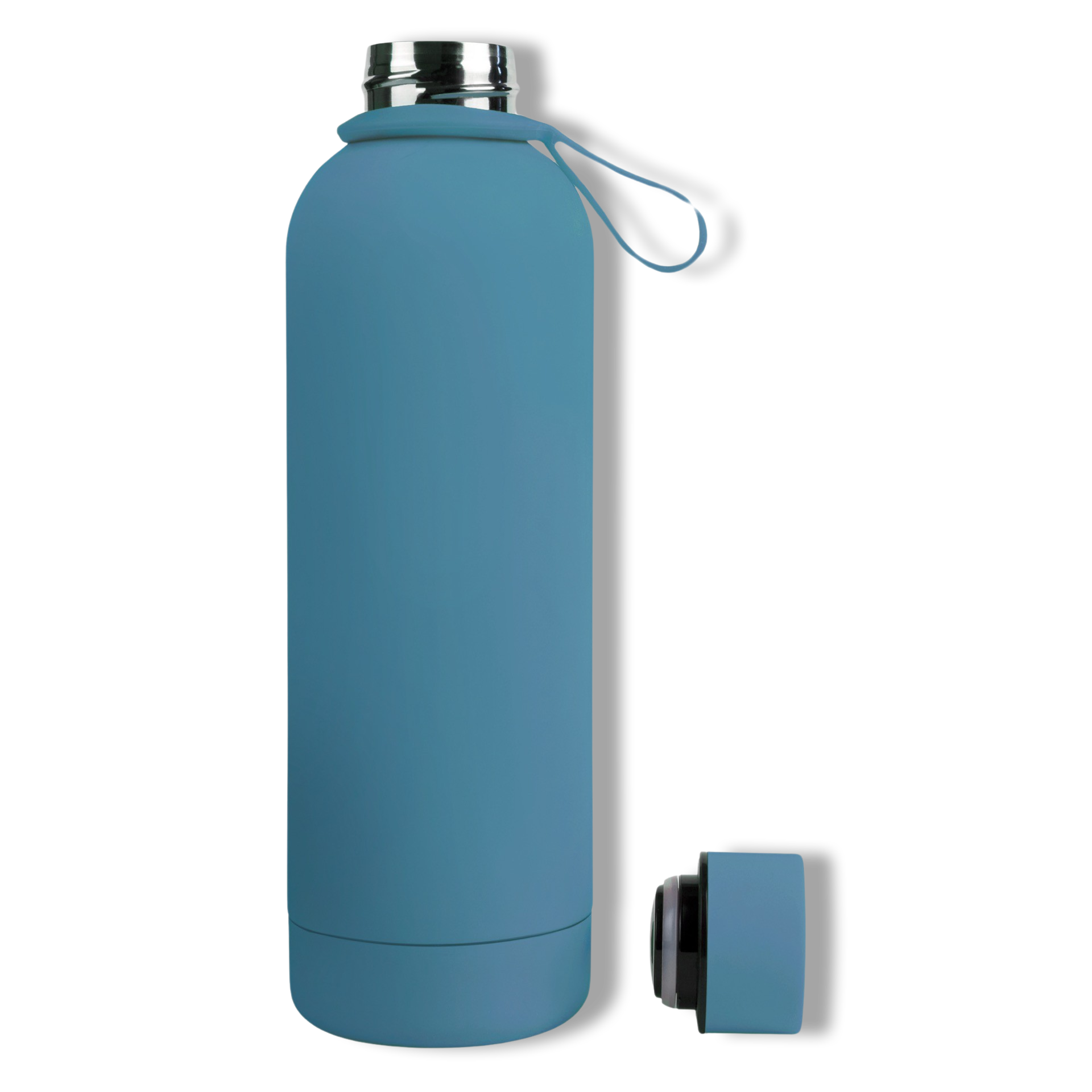750ml Cerulean Turquoise Blue Colour Stainless Steel Insulated Water Bottle Tumbler Double Walled Vacuum with Matte Satin Finish comes with complimentary matching strap for easy on-the-go use. Personalise with name, monogram, image, logo or outline drawing.