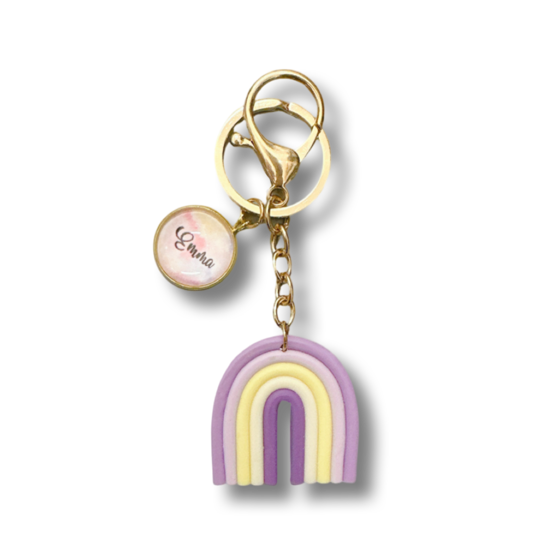 Lavender Field Rainbow Silicone Keychain with Personalised Charm
