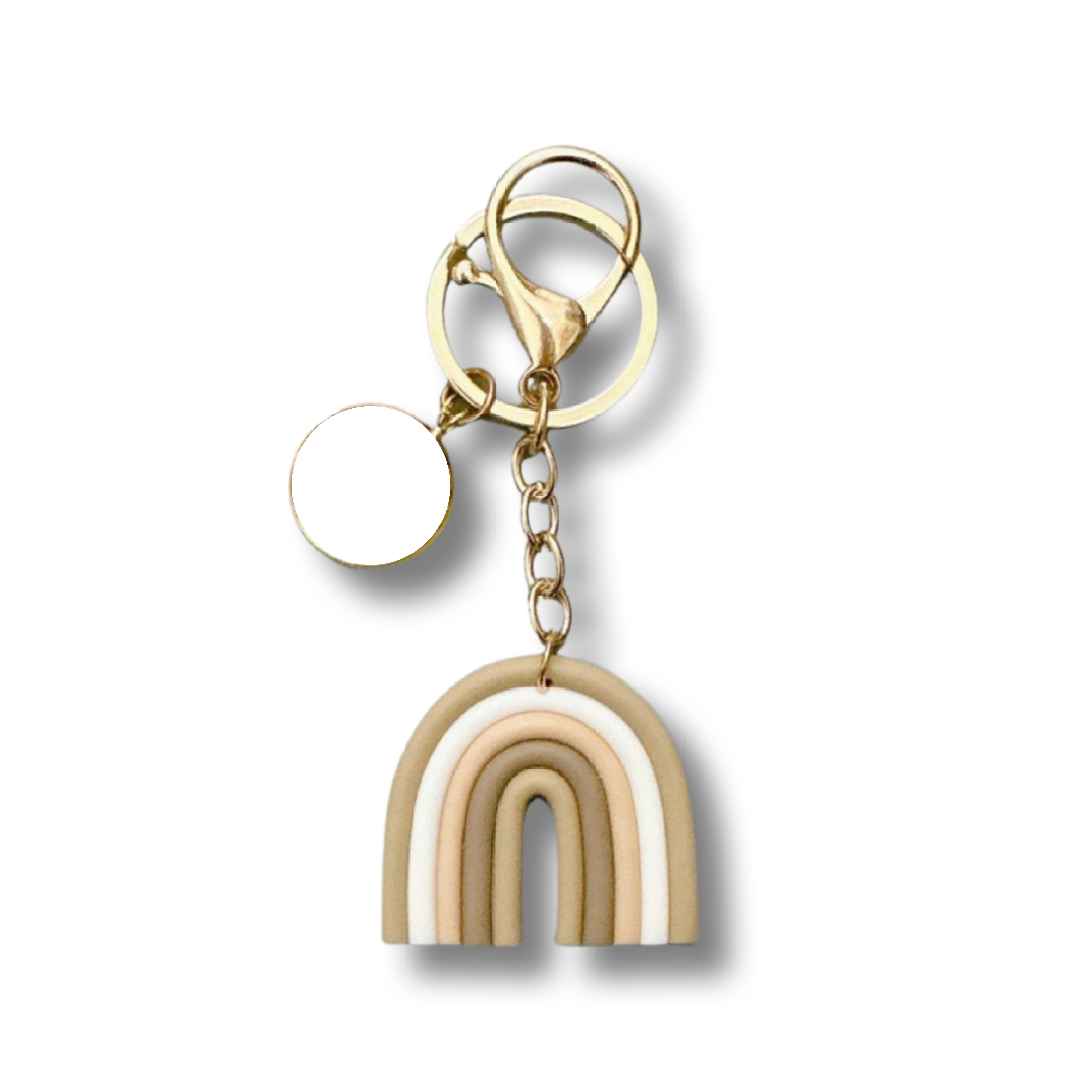 Neutral Sand Rainbow Silicone Keychain with Personalised Charm