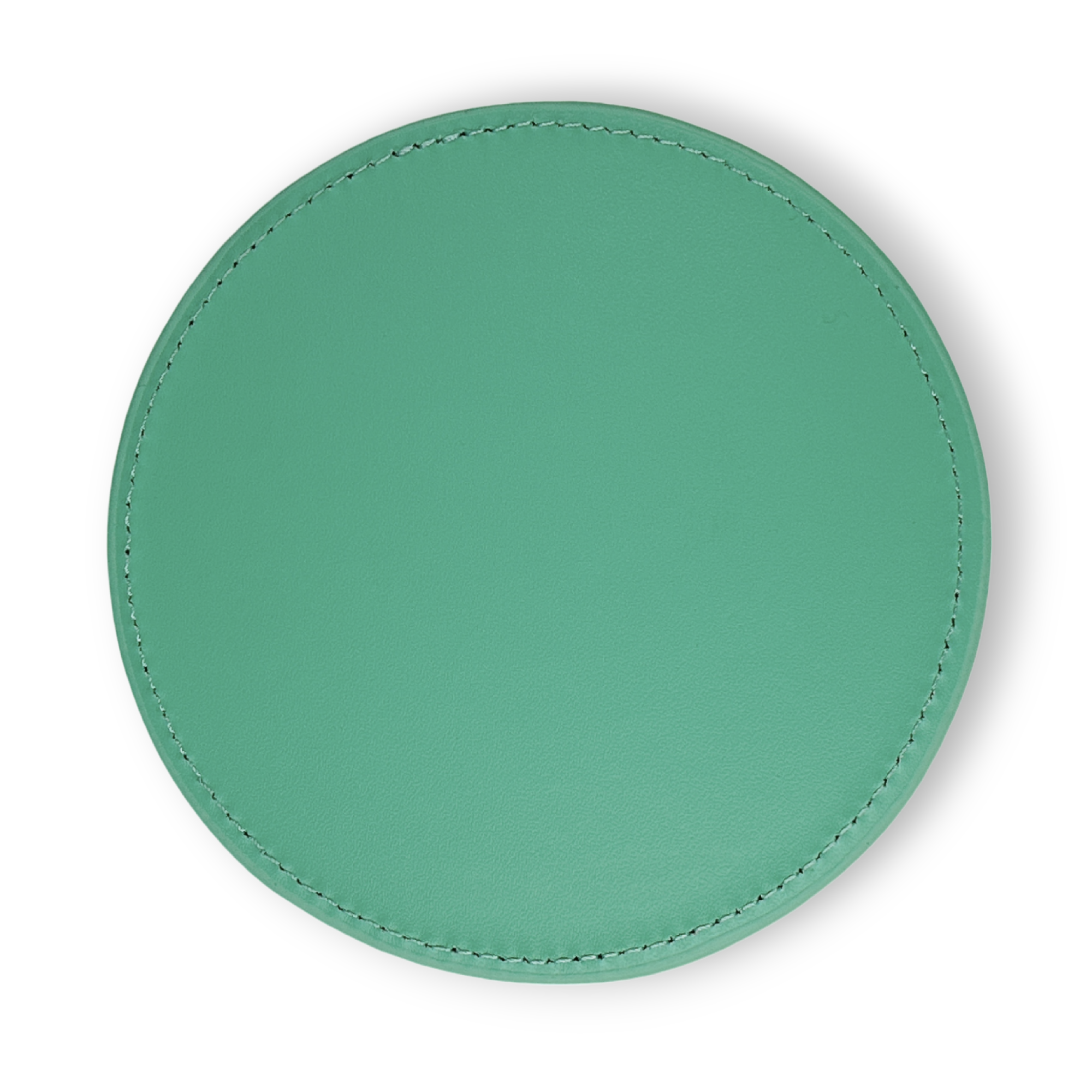 Sage Green Smooth Leather Coaster Placemat Personalised Name Text Logo