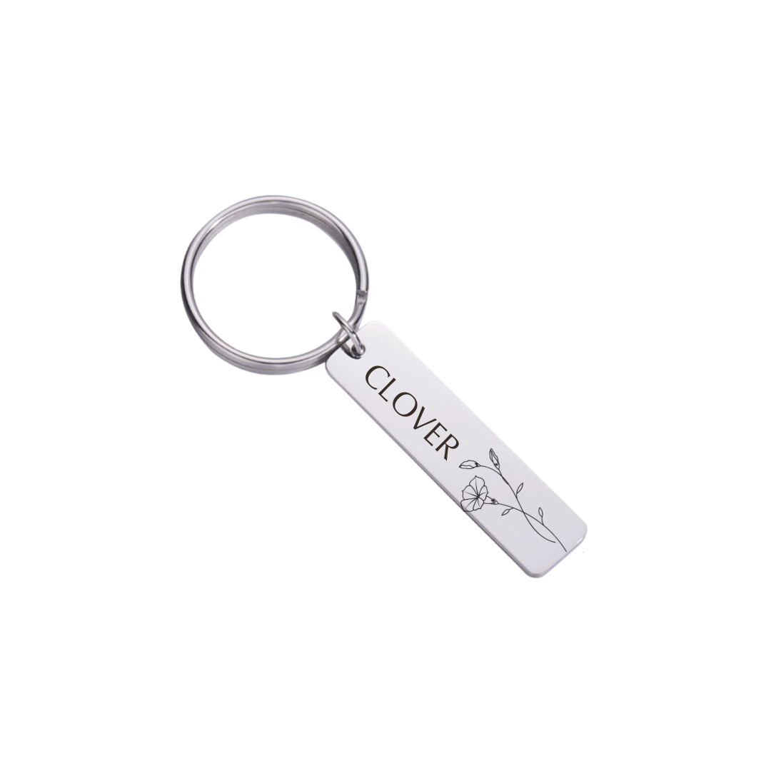 Personalised Custom Laser Engraved Flat Bar Stainless Steel Keychain
